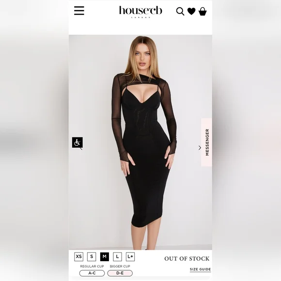 House of CB Black Mesh Beatrice Dress Size Medium Plus Cup NWOT - Picture 1 of 6